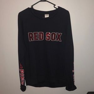 Pink. Red Sox sweatshirt.